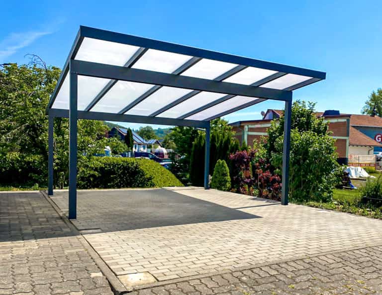 Pultdachcarport V450, Anthrazit, Freistehend, Polycarbonat (1)