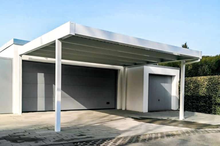 Flachdachcarport C600+ In Weiß (2) Schmal