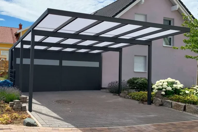 Pultdachcarport V450 Anthrazit Freistehend Polycarbonat Geräteraum 1 Scaled
