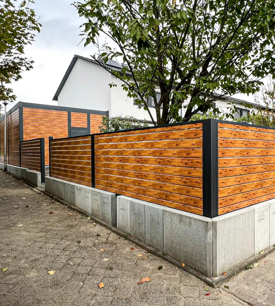 Aluzaun Holzoptik